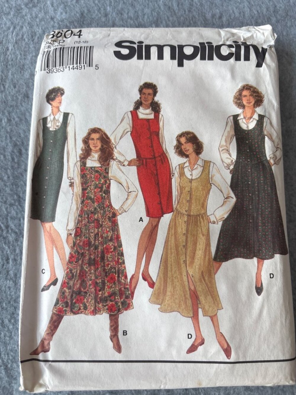 Simplicity Style 8604 Size 12 14 16 Vintage Jumper Sewing Pattern Uncut